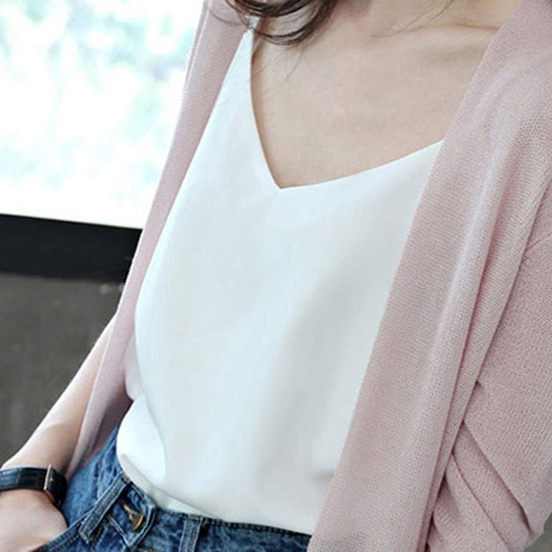 2022夏季无袖v领宽松雪纺打底衫 离题服饰背心吊带
