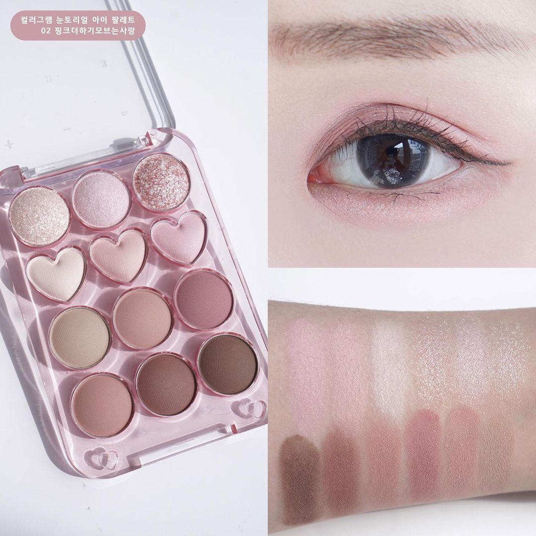 韩国colorgram 爱心12色眼影盘十二色液体腮红果汁唇釉舒华同款 - 图0