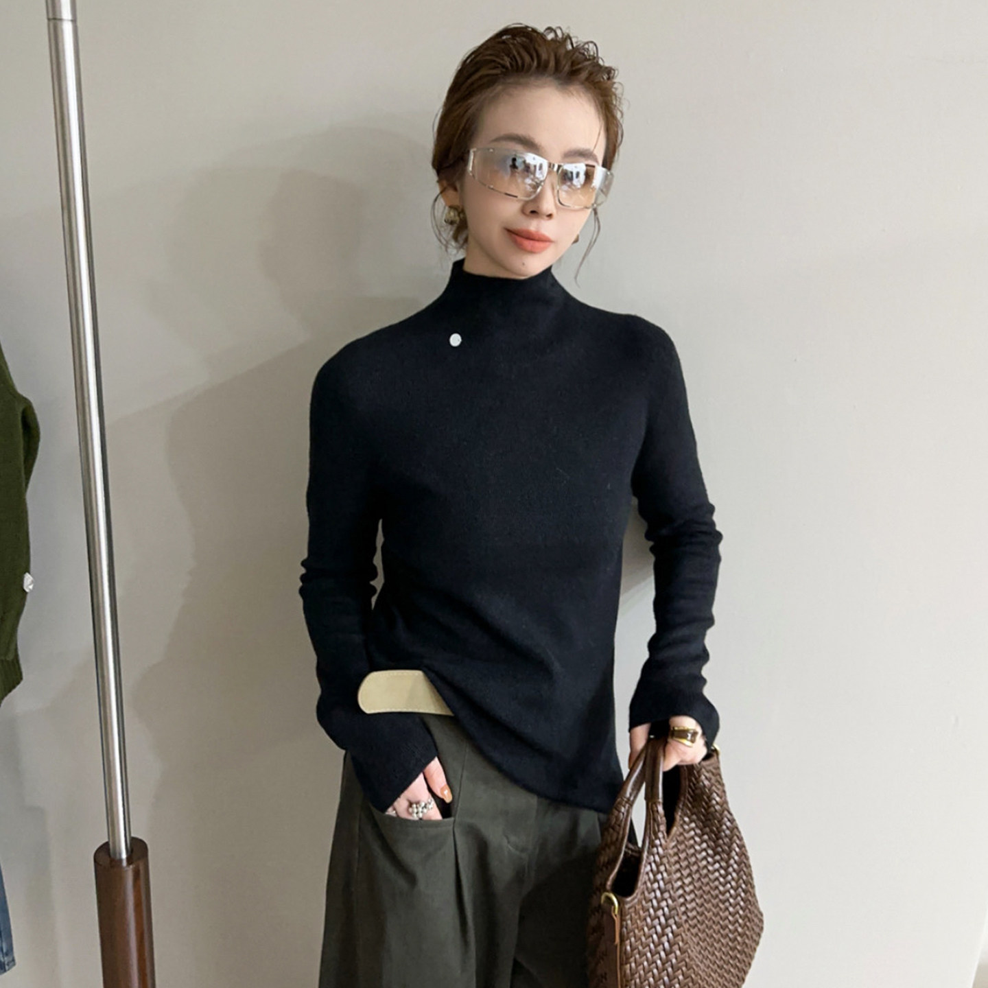 小半高领细羊毛针织衫女欧洲站2025冬装新款欧货女装时尚打底衫潮