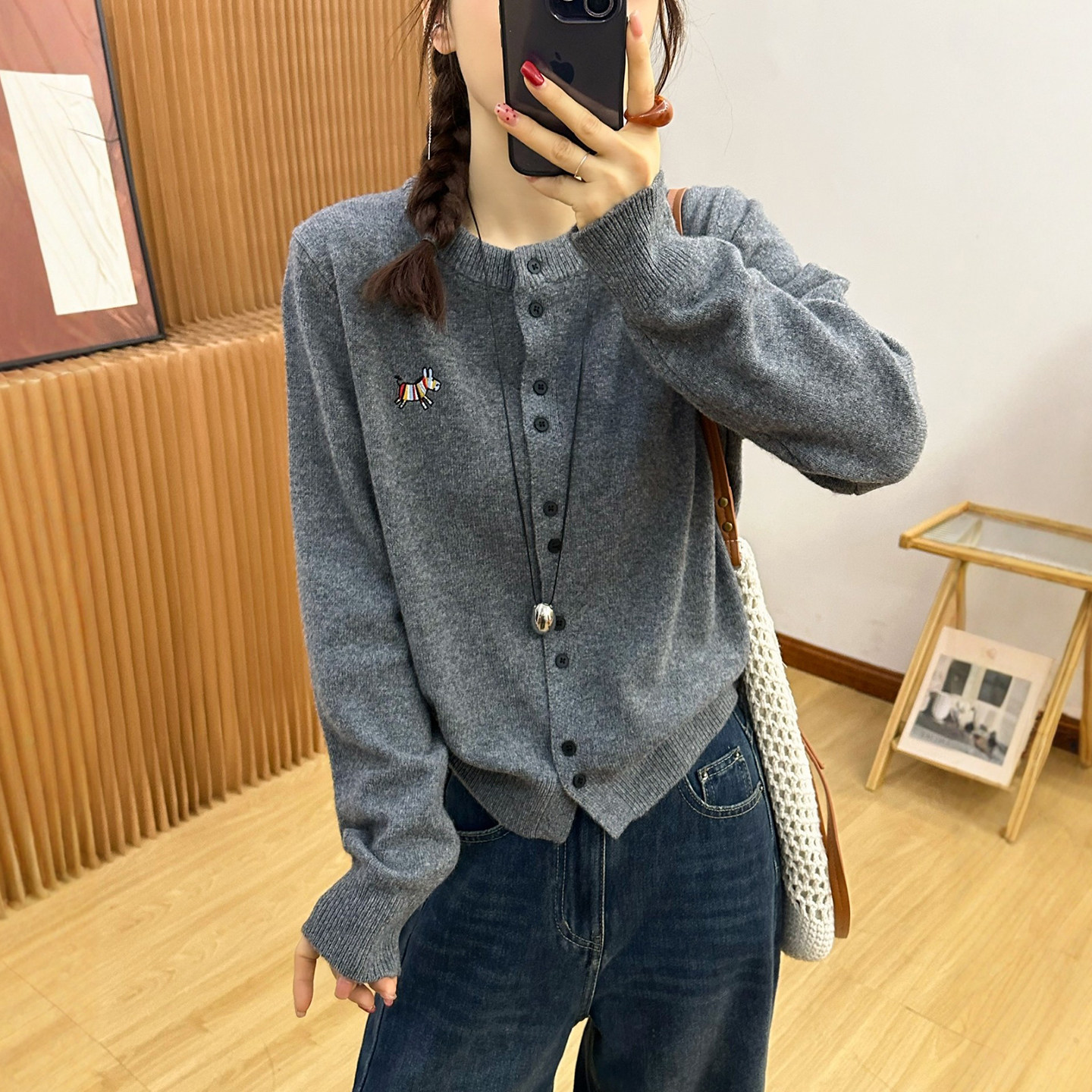 彩色小马细羊毛针织开衫女欧洲站2025冬装新款欧货女装毛衣外套潮,淘宝优惠券,粉丝福利购,淘宝优惠卷