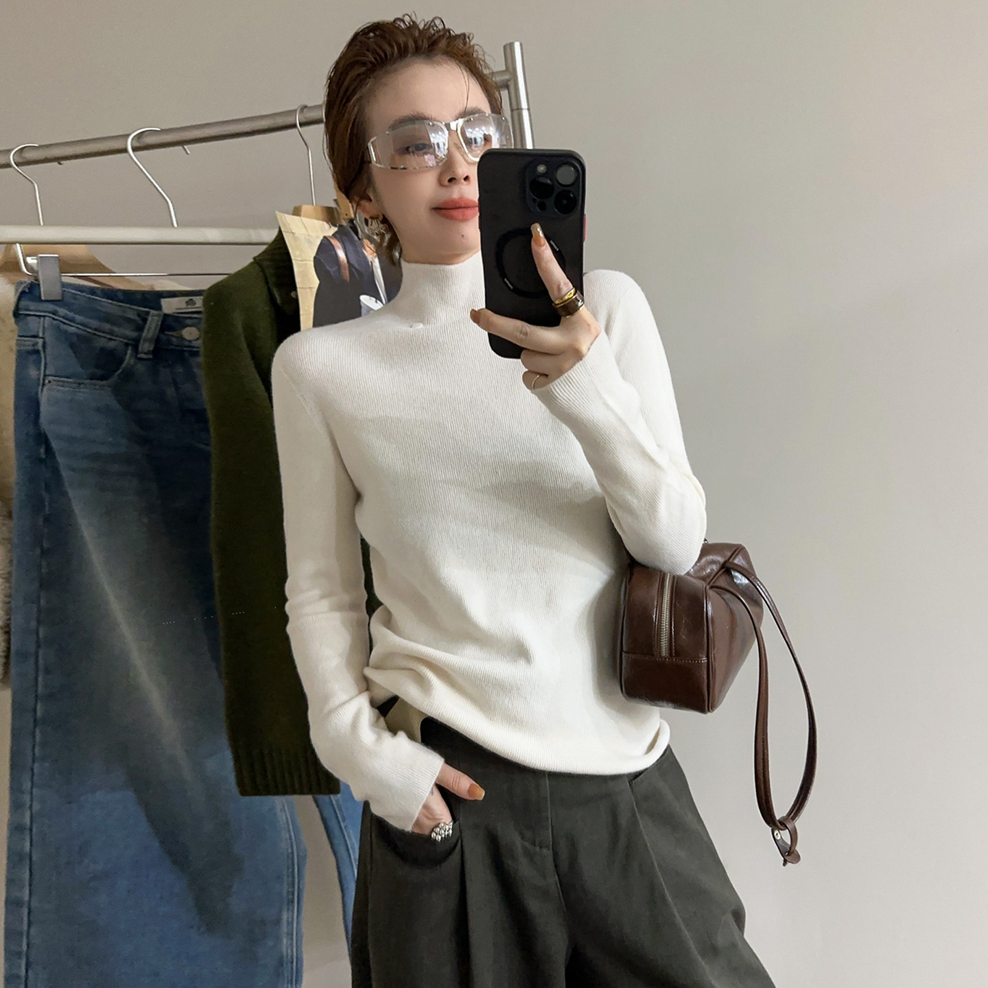 小半高领细羊毛针织衫女欧洲站2025冬装新款欧货女装时尚打底衫潮