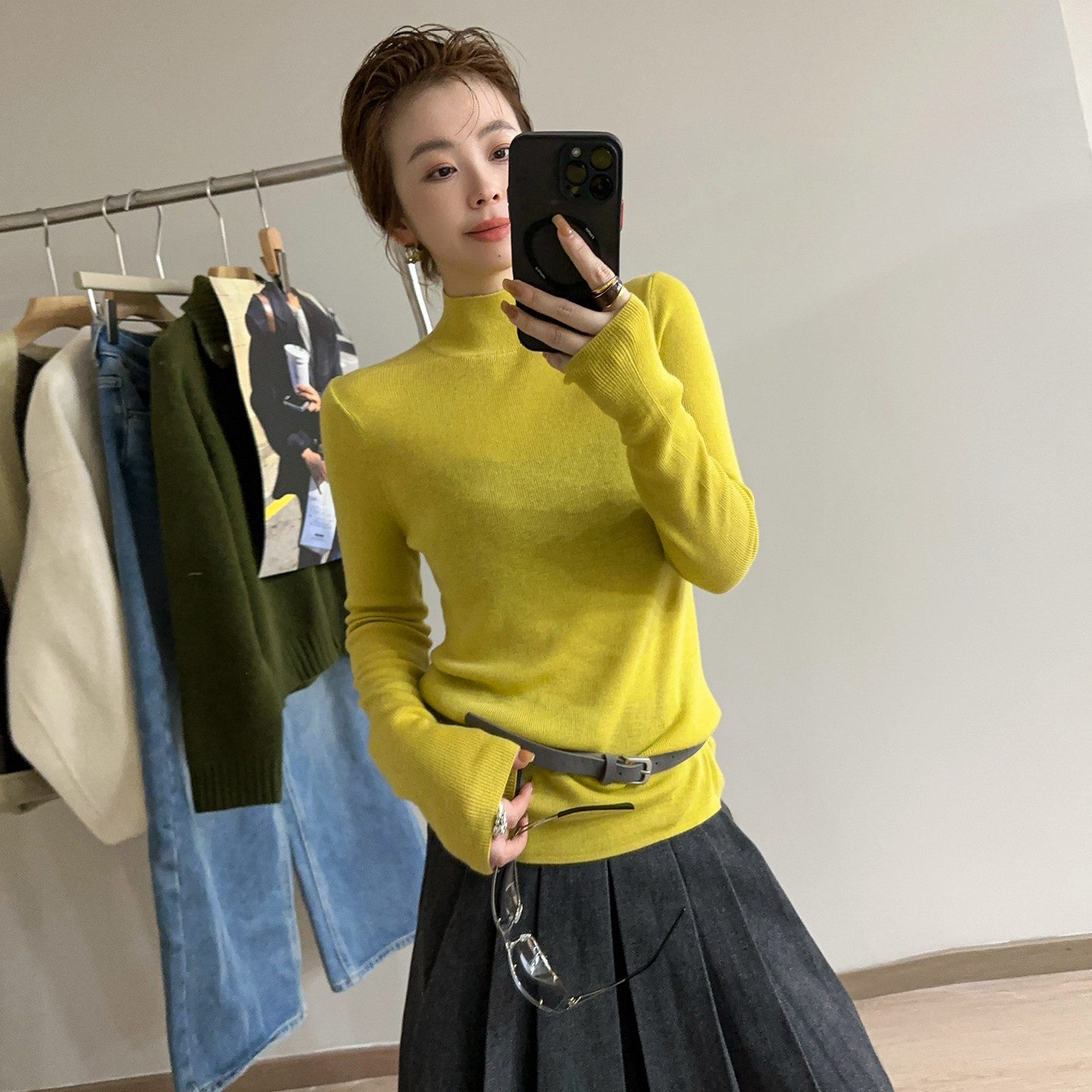 小半高领细羊毛针织衫女欧洲站2025冬装新款欧货女装时尚打底衫潮