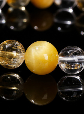 天然黄水晶手链女虎眼石幸运手串