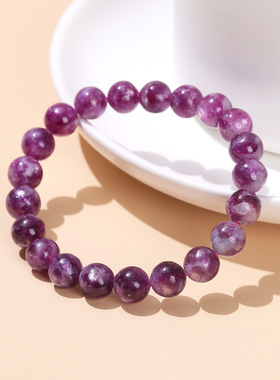 7A高品深紫色祖母晶手链贵气紫色祖母晶圆珠手串美拉德风手饰礼物
