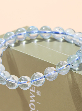天然蓝托帕石手链女冰透稀有