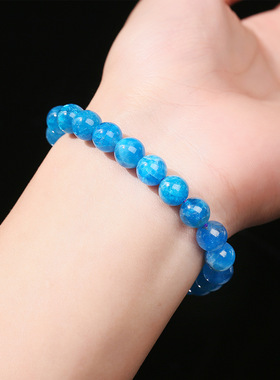 高品天然蓝磷灰石手链女男女同款个性时尚小众高级克莱因蓝手串女