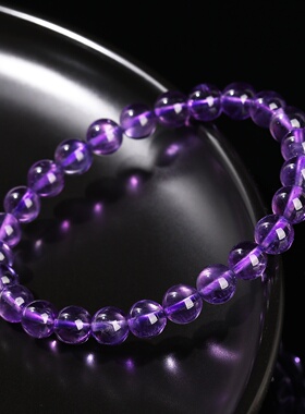 天然紫水晶手链单圈素圈梦幻紫水晶手串紫水晶首饰紫气东来水晶串