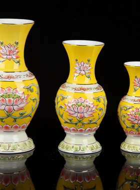 聚善缘供佛家用无字香炉花瓶彩绘