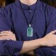 Natural a-grade jadeite blue level Anwushi brand jade pendant pendant for men and women necklace gift jade jewelry square card
