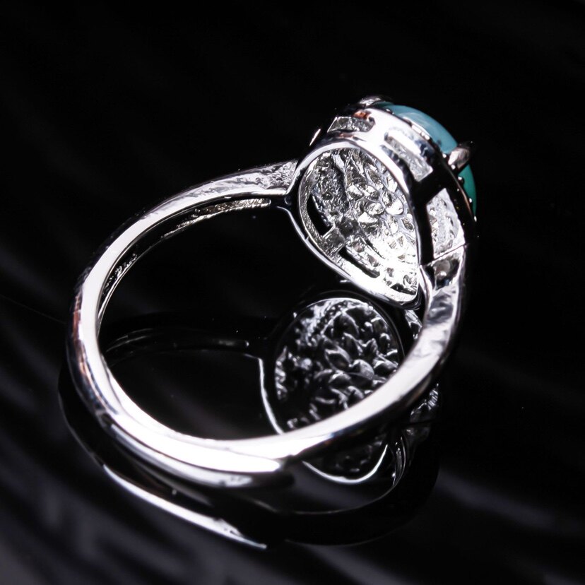 Natural a-grade jade egg ring for women, full of diamonds, light luxury and high-end ring, blue water jade pigeon egg ring