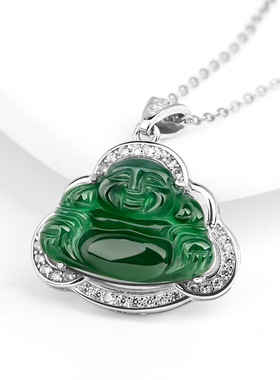翡翠冰种时尚风挂件弥勒佛吊坠