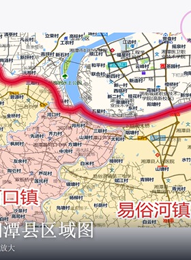 湘潭县区域图 现代简约装饰画 办公室挂画 定制地图挂图