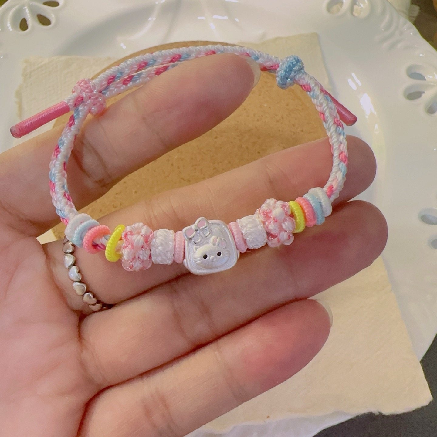 足银999 精工猫背书包转运珠配件纯银手工编织桃花手绳送女友礼物,淘宝优惠券,粉丝福利购,淘宝优惠卷