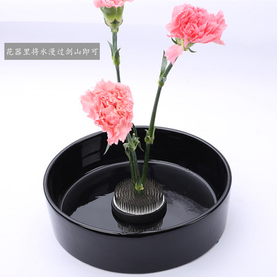 剑山插花初学者家庭固定工具禅意花针鲜花底座花插小原流中华花艺 虎窝淘