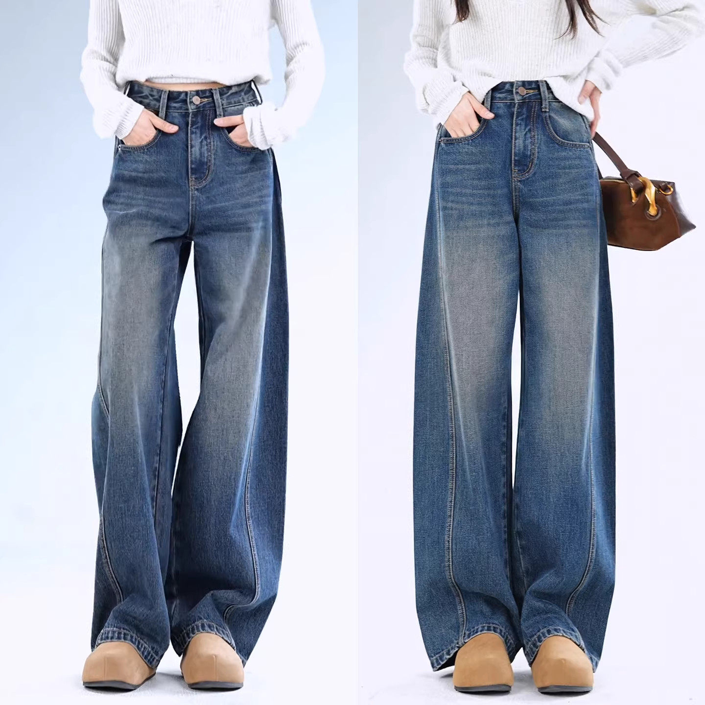 弯刀牛仔裤女2026年早春新款高腰显瘦宽松百搭设计感露骨先镰刀裤,淘宝优惠券,粉丝福利购,淘宝优惠卷