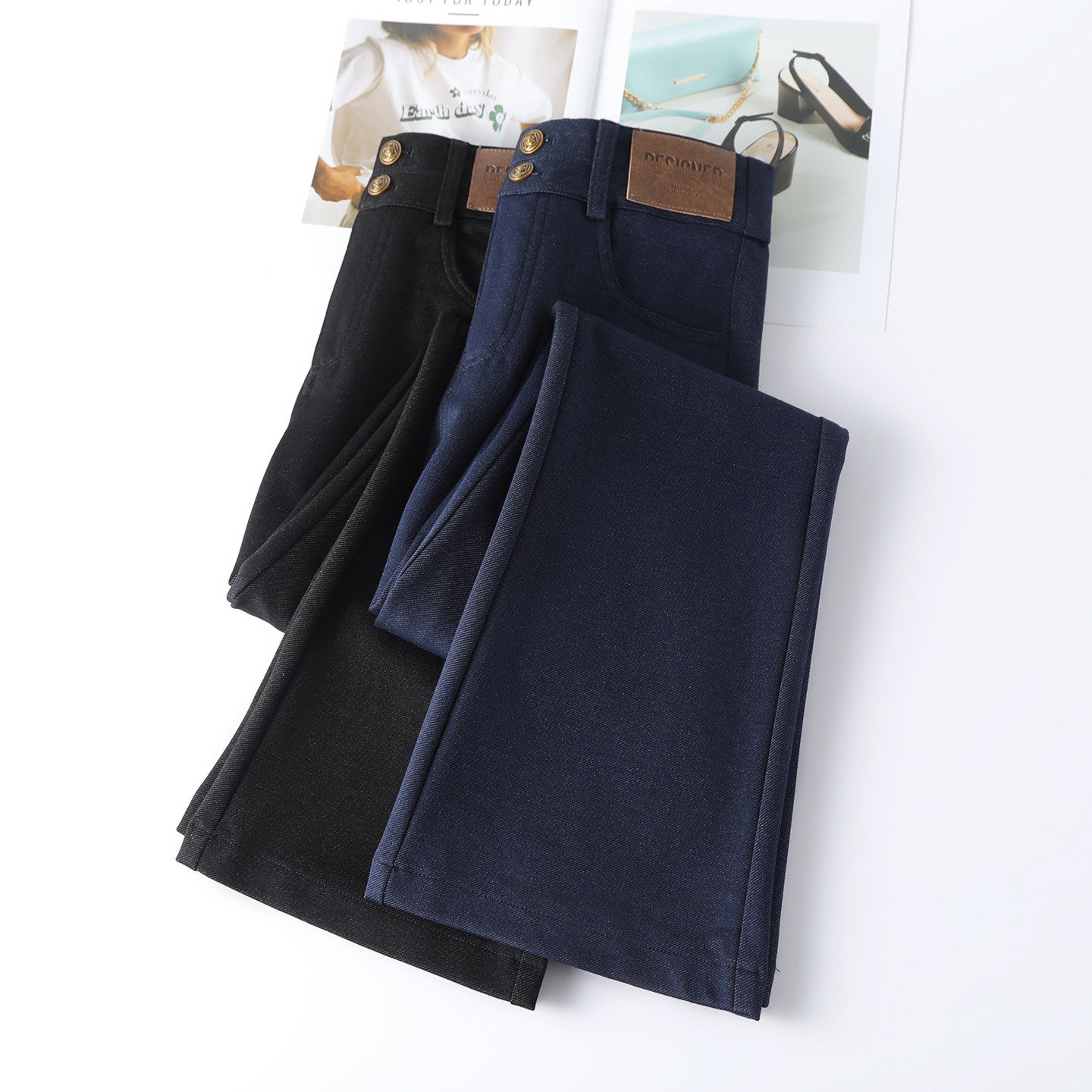 高档微喇牛仔裤女春秋款2025新款修身百搭马蹄裤显瘦高腰喇叭裤子,淘宝优惠券,粉丝福利购,淘宝优惠卷