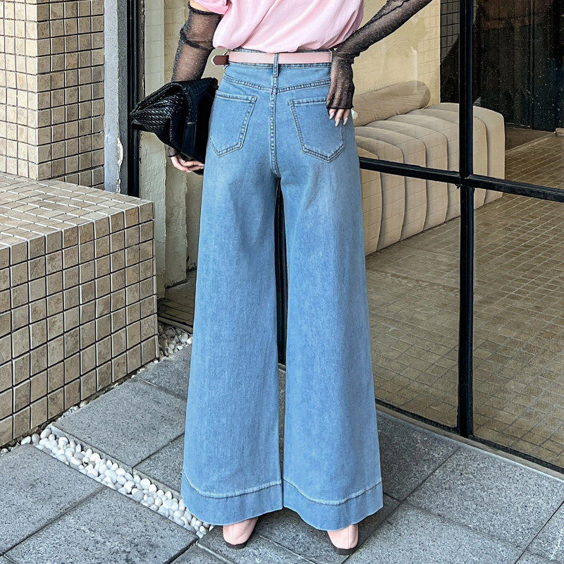浅蓝色时尚阔腿牛仔裤女春秋2026新款高腰宽松显瘦垂感九分直筒裤,淘宝优惠券,粉丝福利购,淘宝优惠卷