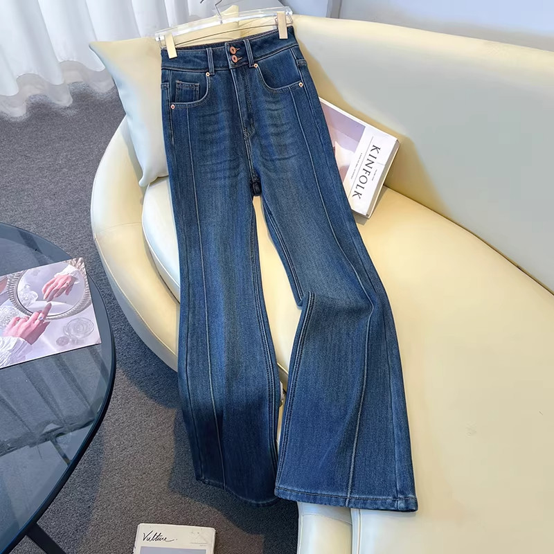复古加绒微喇牛仔裤女秋冬季2025新款显瘦弹力马蹄裤巨显瘦喇叭裤,淘宝优惠券,粉丝福利购,淘宝优惠卷