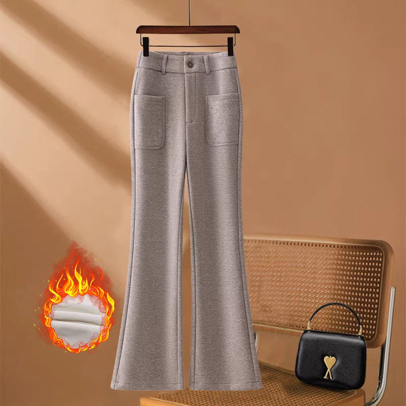 毛呢微喇裤女春秋季2026新款高腰显瘦垂感流行休闲裤软糯喇叭裤子,淘宝优惠券,粉丝福利购,淘宝优惠卷