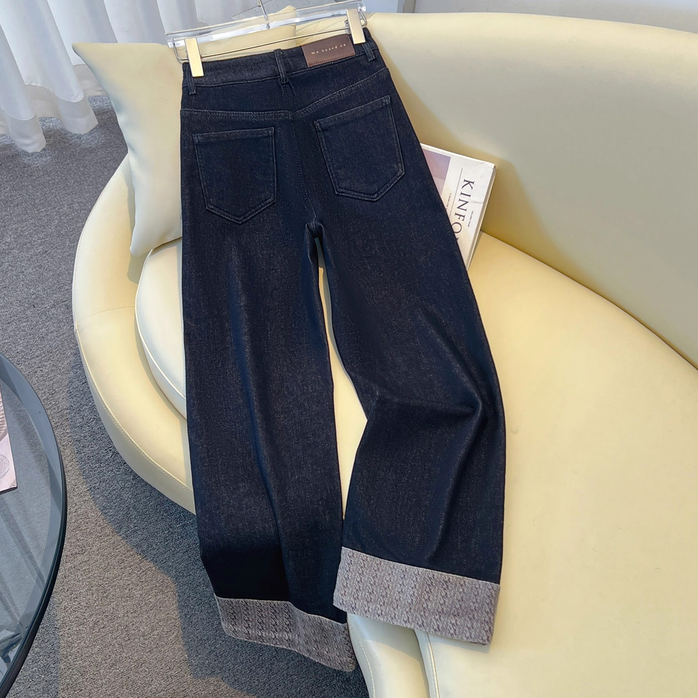 秋冬2025新款丹宁蓝加绒烟管裤牛仔裤高腰巨好看加厚复古直筒裤,淘宝优惠券,粉丝福利购,淘宝优惠卷