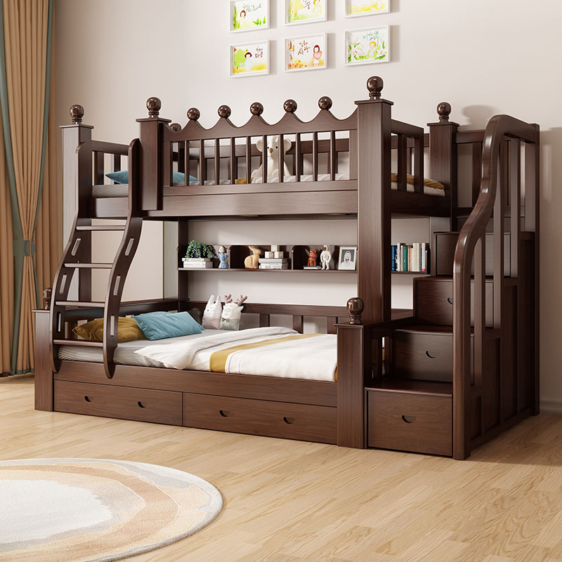 两层上下铺木床儿童床成人上下床组合双层床实木高低床家用子母床