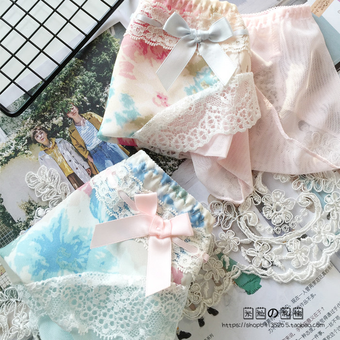 全店清仓 日单森女系蕾丝甜美网纱内裤少女无痕中腰三角裤纯棉裆,淘宝优惠券,粉丝福利购,淘宝优惠卷