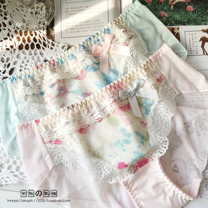 全店清仓 日单森女系蕾丝甜美网纱内裤少女无痕中腰三角裤纯棉裆,淘宝优惠券,粉丝福利购,淘宝优惠卷