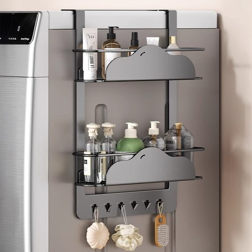 滚筒洗衣机置物架洗衣机上方收纳架免安装伸缩分层侧边磁吸储物架 - 图3