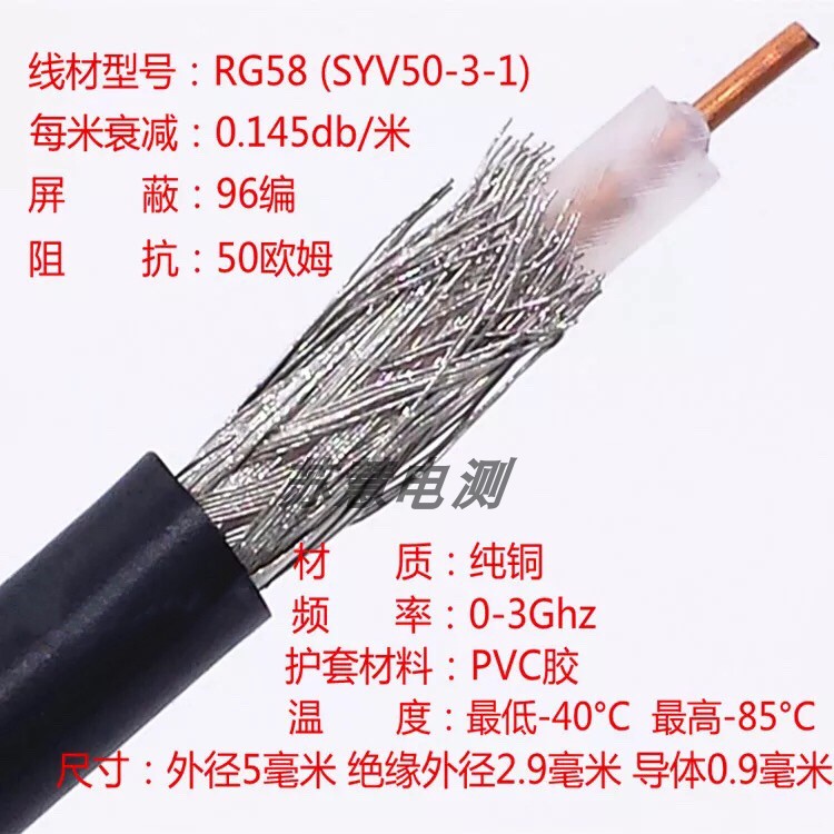 BNC-J接头转BNC公双层屏蔽50欧SYV50-3/-5射频跳线同轴连接线Q9公 - 图2