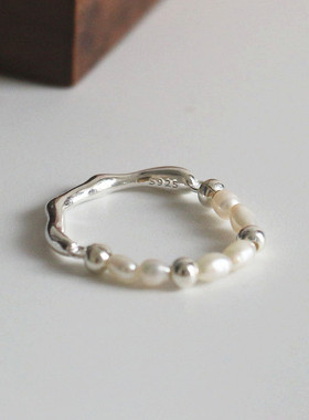 Kissilver纯银925珍珠戒指女