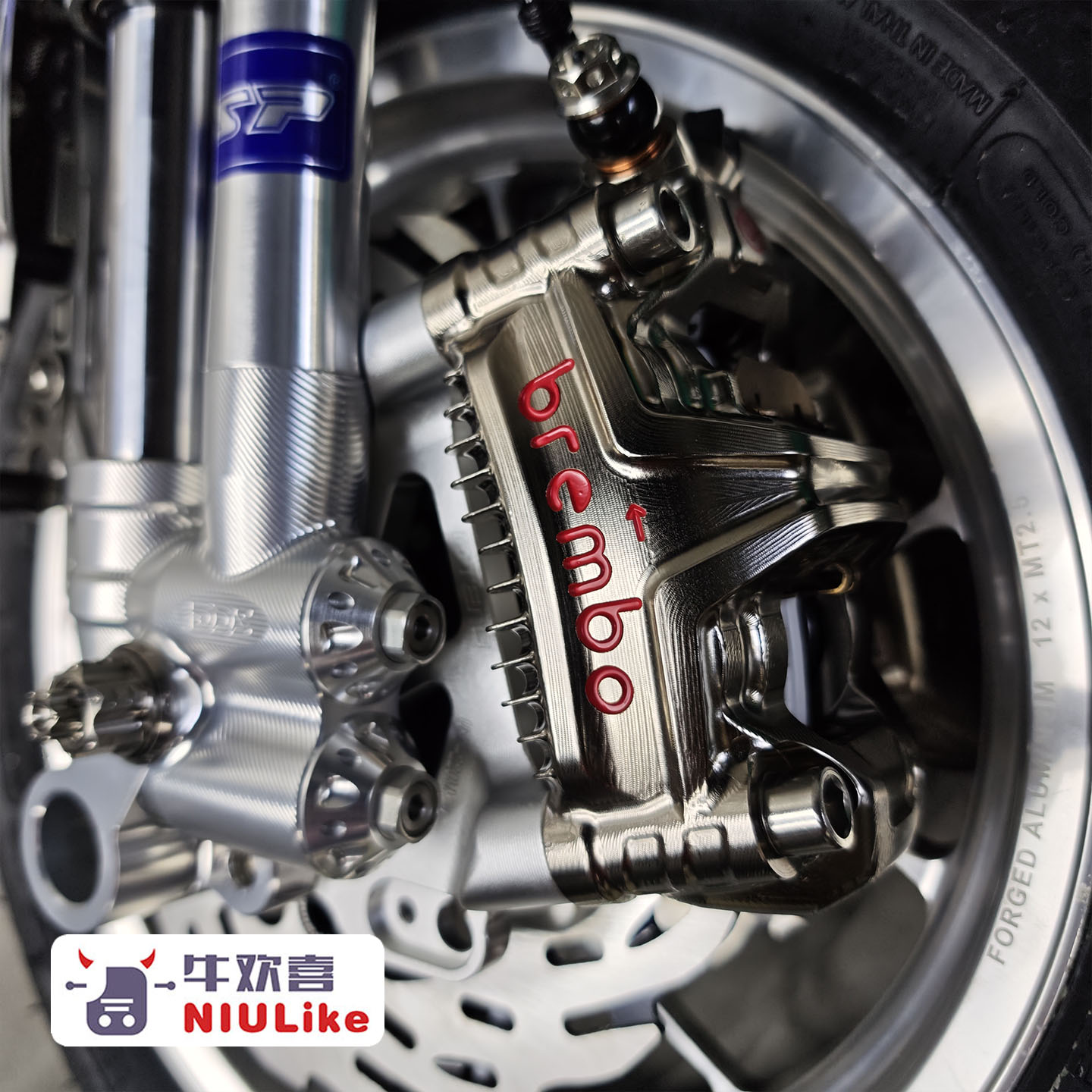 电动车前轮双碟套装185开档 九号MZ/猎户座/E300P/极核AE4小牛FXT - 图1