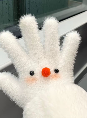 害羞小雪人可爱少女心分指保暖冬季情侣学生骑行手套防寒可触屏