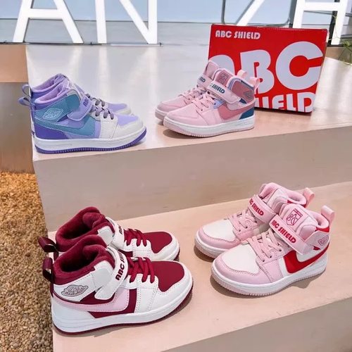 【高帮】加绒板鞋儿童童鞋冬季新款二棉鞋 运动鞋男女童鞋子 - 图0