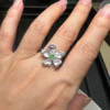 18k gold diamond inlaid high ice fluorescent emerald white ice large flower ring natural Myanmar A goods