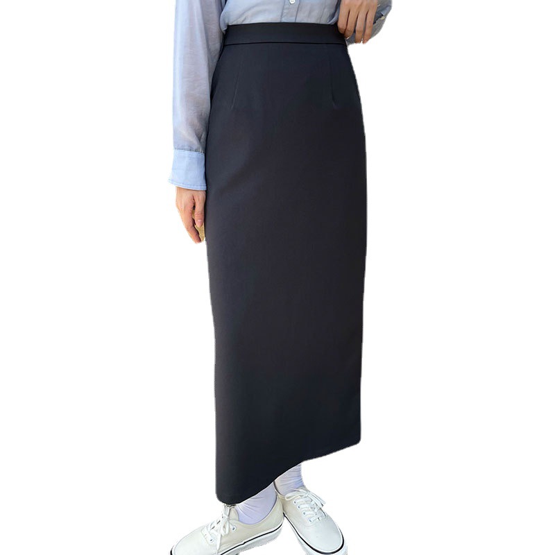 翡格依GN西装裙纯色半身裙女秋高腰显瘦直筒裙a字裙中长款半裙 - 图3