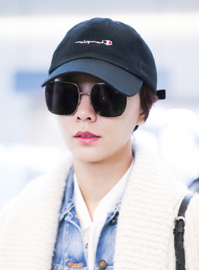 圆脸马思纯配近视太阳镜网红同款