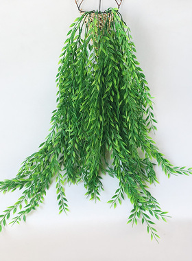 仿真植物绿柳叶藤条舞台背景墙