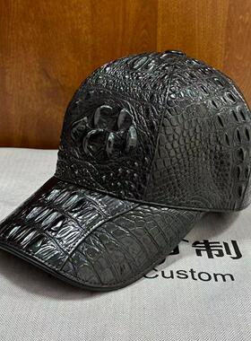 进口鳄鱼皮帽子2025新款冬季中青年正品真皮鸭舌帽欧美时尚休闲帽