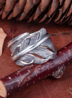 【国内现货全银风切hb羽毛戒指