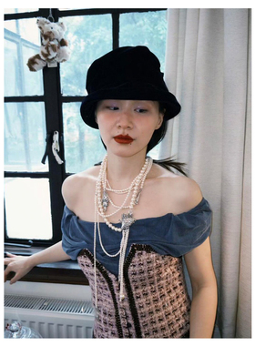 纯亚麻褶皱盆帽渔夫帽防晒