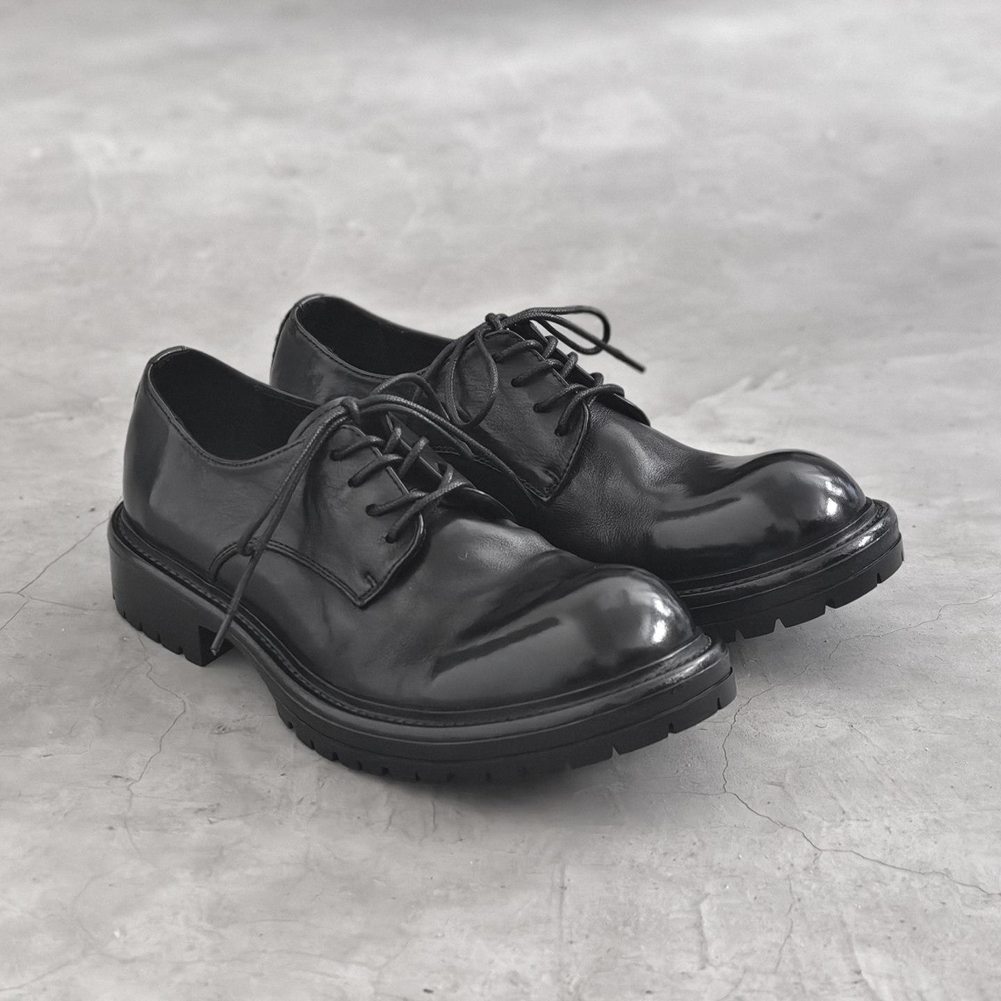 日系大头皮鞋低帮鞋复古做旧牛皮圆头休闲皮鞋手工厚底增高德比鞋,淘宝优惠券,粉丝福利购,淘宝优惠卷