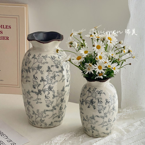 轻奢高级感新古典水墨创意陶瓷花瓶摆件客厅装饰水养插花桌面花器 - 图1