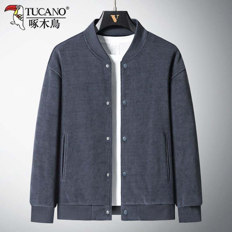 啄木鸟灯芯绒夹克男士春秋季棒球服上衣中年爸爸男装秋冬加绒外套,淘宝优惠券,粉丝福利购,淘宝优惠卷
