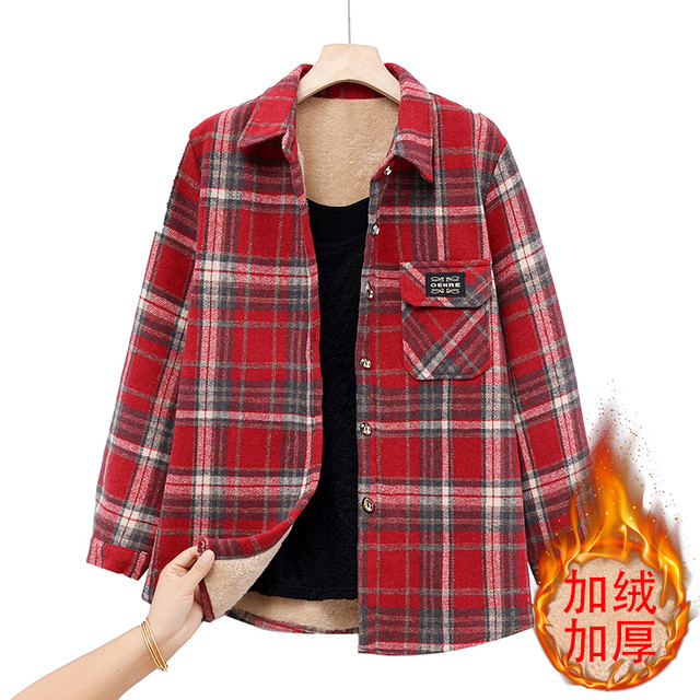 Loose fit casual single-breasted long-sleeved fleece shirt