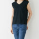 Mid-length loose V-neck t-shirt top with pure cotton inner layer