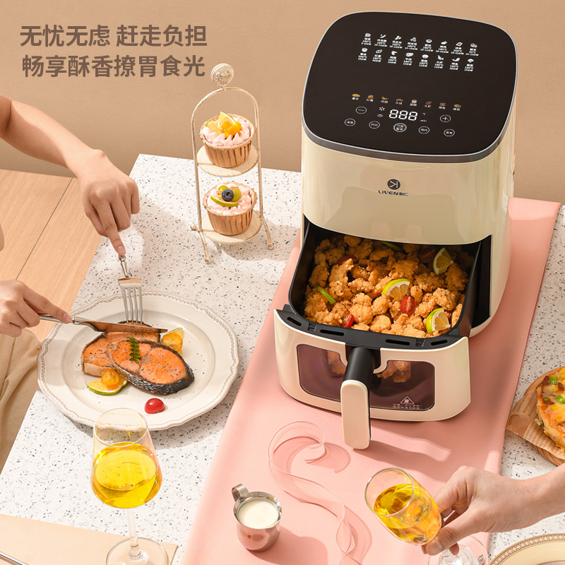 利仁可视空气炸锅家用智能5l烤箱 LIVEN利仁空气炸锅