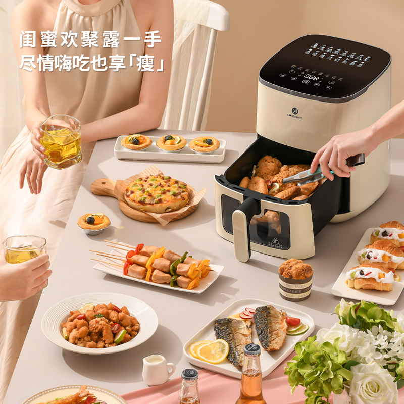利仁可视空气炸锅家用智能5l烤箱 LIVEN利仁空气炸锅