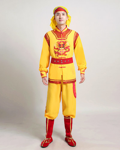 威风锣鼓服装舞龙舞狮服装成人新款秧歌舞蹈表演服男女演出服套装 - 图2
