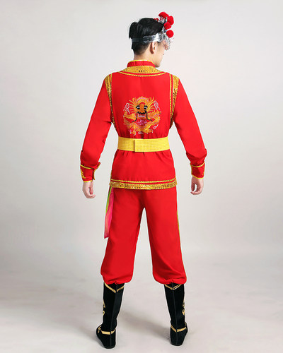 威风锣鼓服装舞龙舞狮服装成人新款秧歌舞蹈表演服男女演出服套装 - 图1