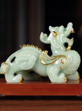 玉石貔貅招财摆件公母一对高级感客厅镇宅办公室聚财高档开业礼物